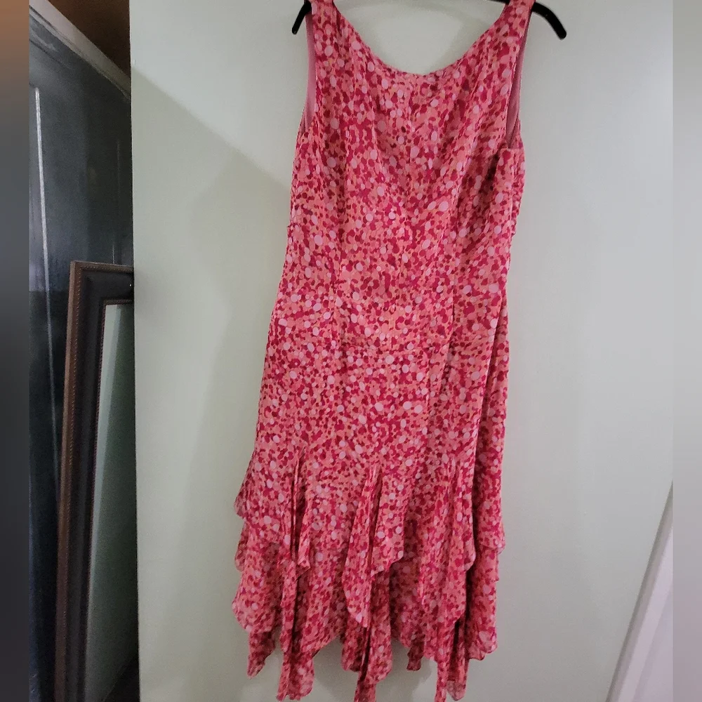 KAY UNGER Semi Formal layered floral dress sharkbite hem 14 $298 - Picture 6 of 8